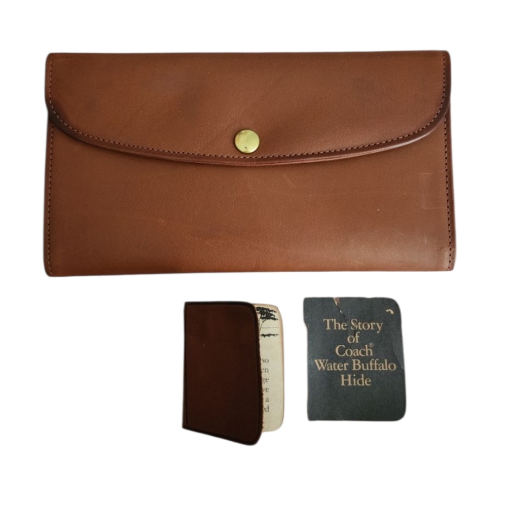 Coach Vintage Water Buffalo Leather Flap Snap Wallet Trifold